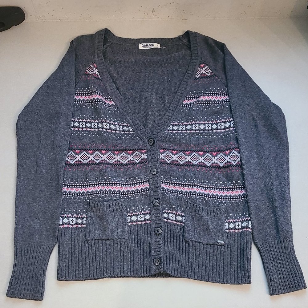 Grey Garage Cardigan with Pink Detailing